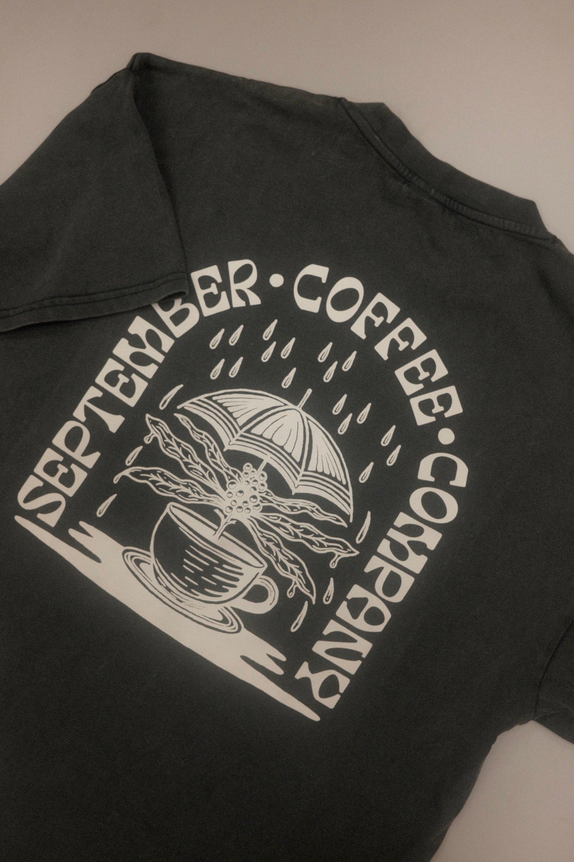 September Umbrella Tree - Heavy Tee (Acid Black) - Image 3